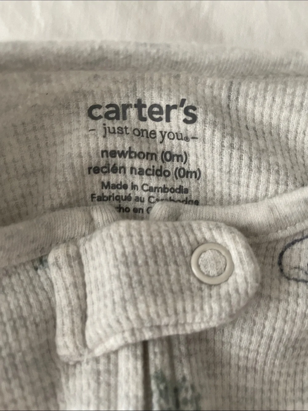 Carter's Light Gray One-Piece Footed Pajamas with Pale Blue Animal Print